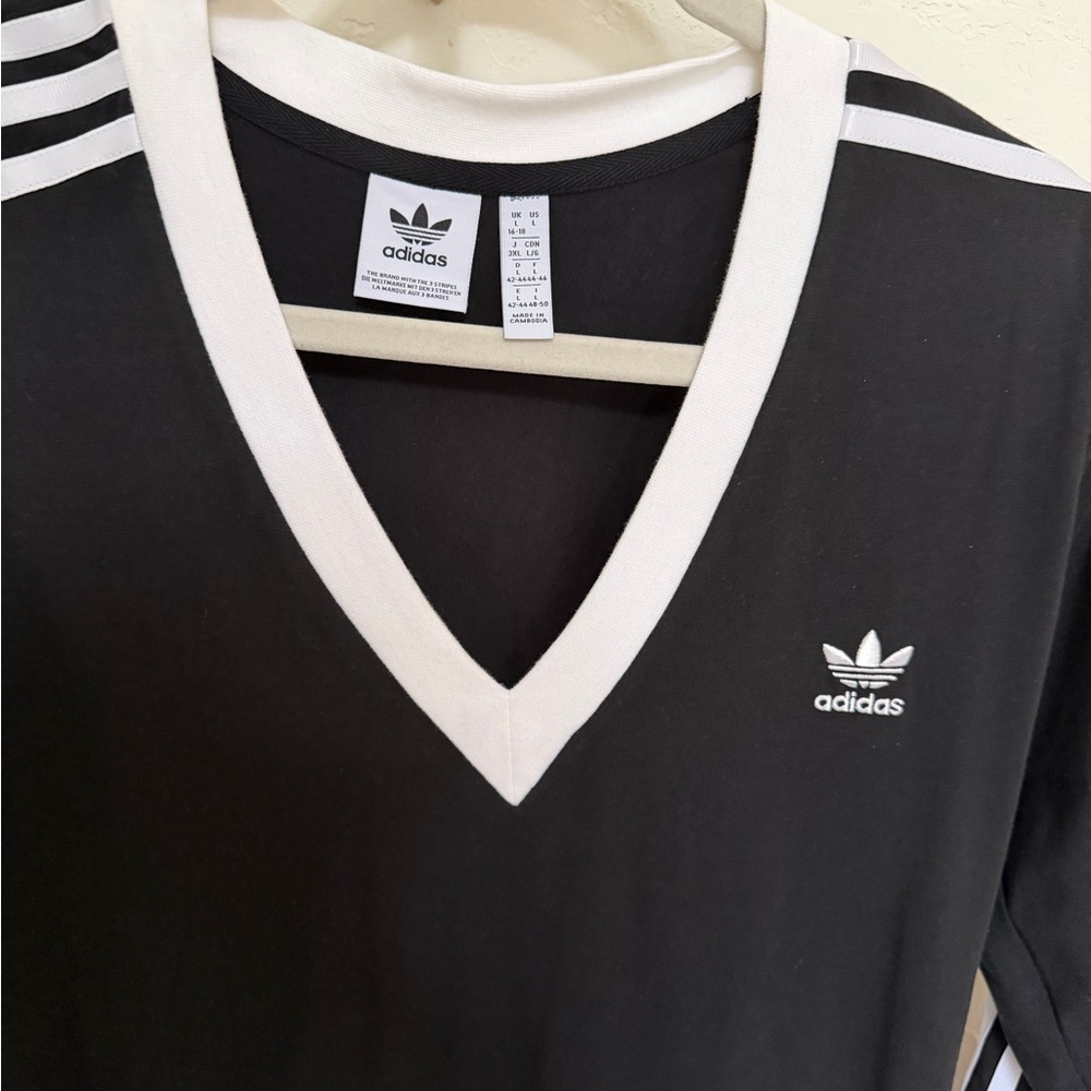 Adidas Black and White V-Neck Maxi Dress